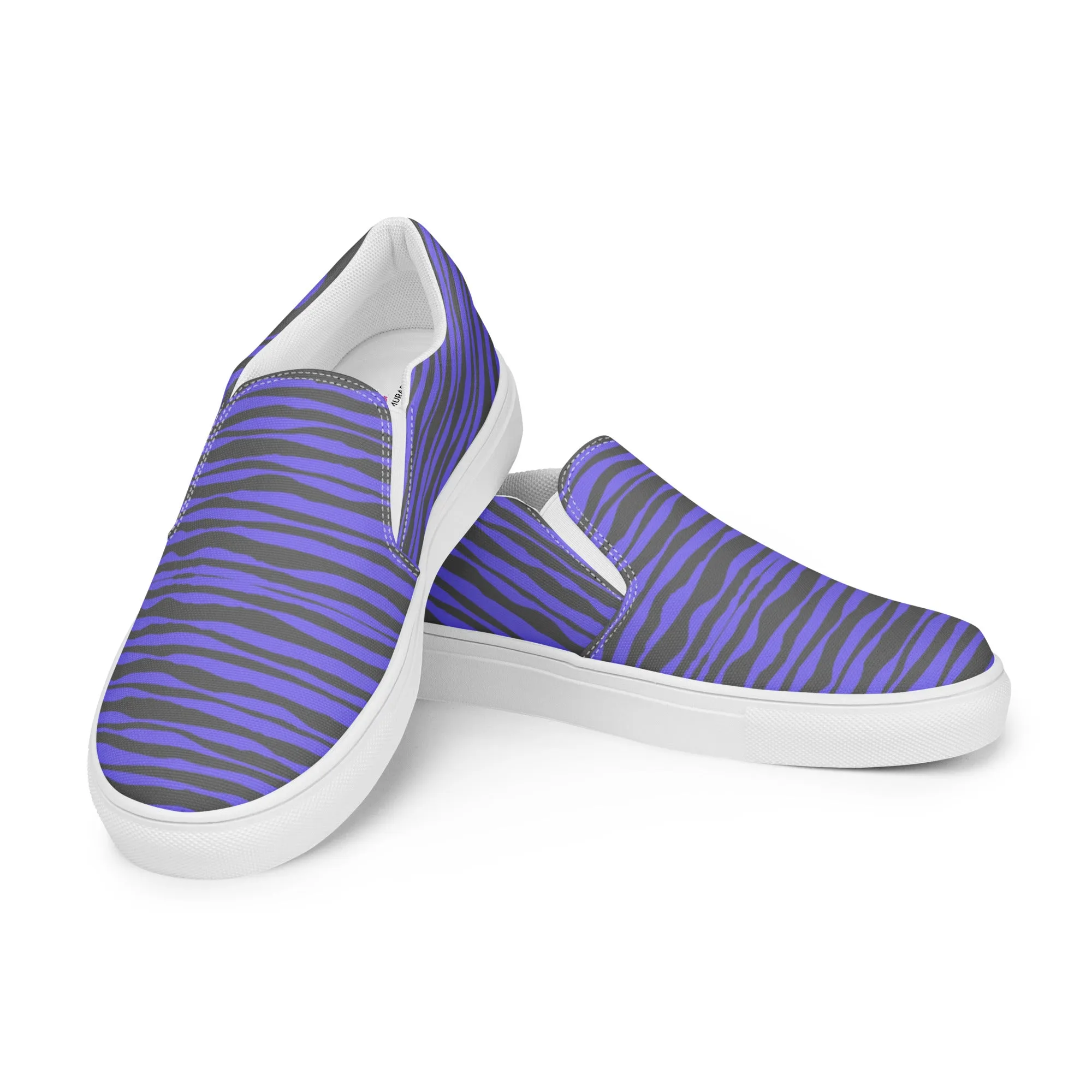 Pink Striped Women's Slip On, Brown Purple Striped Print Women’s Slip-On Canvas Shoes (US Size: 5-12)