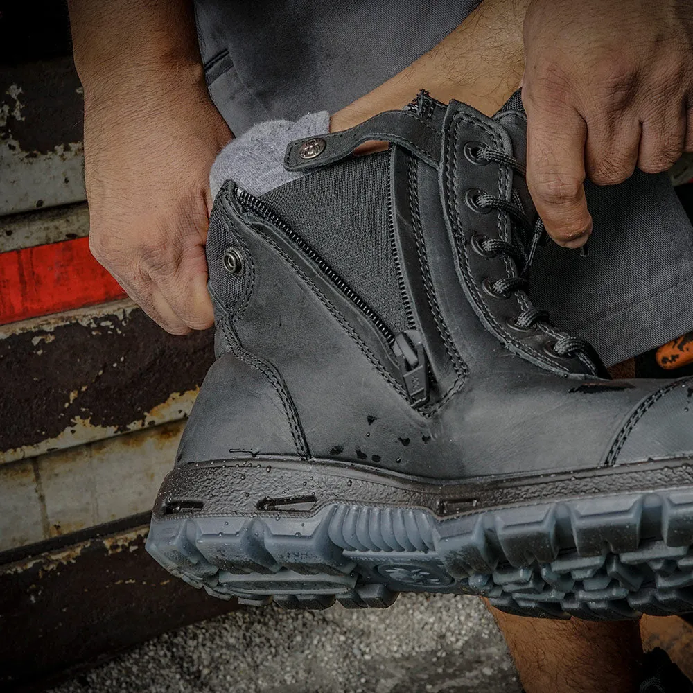 Redback Boots | Black Cobar Lace/Zip up Safety Boots (USCBZS)