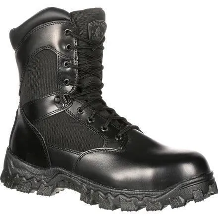 Rocky Men's Alphaforce 8" Zipper Comp Toe WP Duty Boot Black FQ0006173