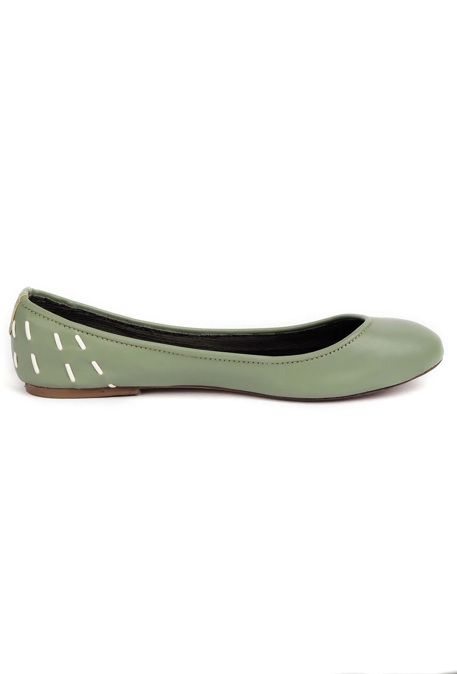 Sage Green Cruelty Free Leather Flat Ballerinas