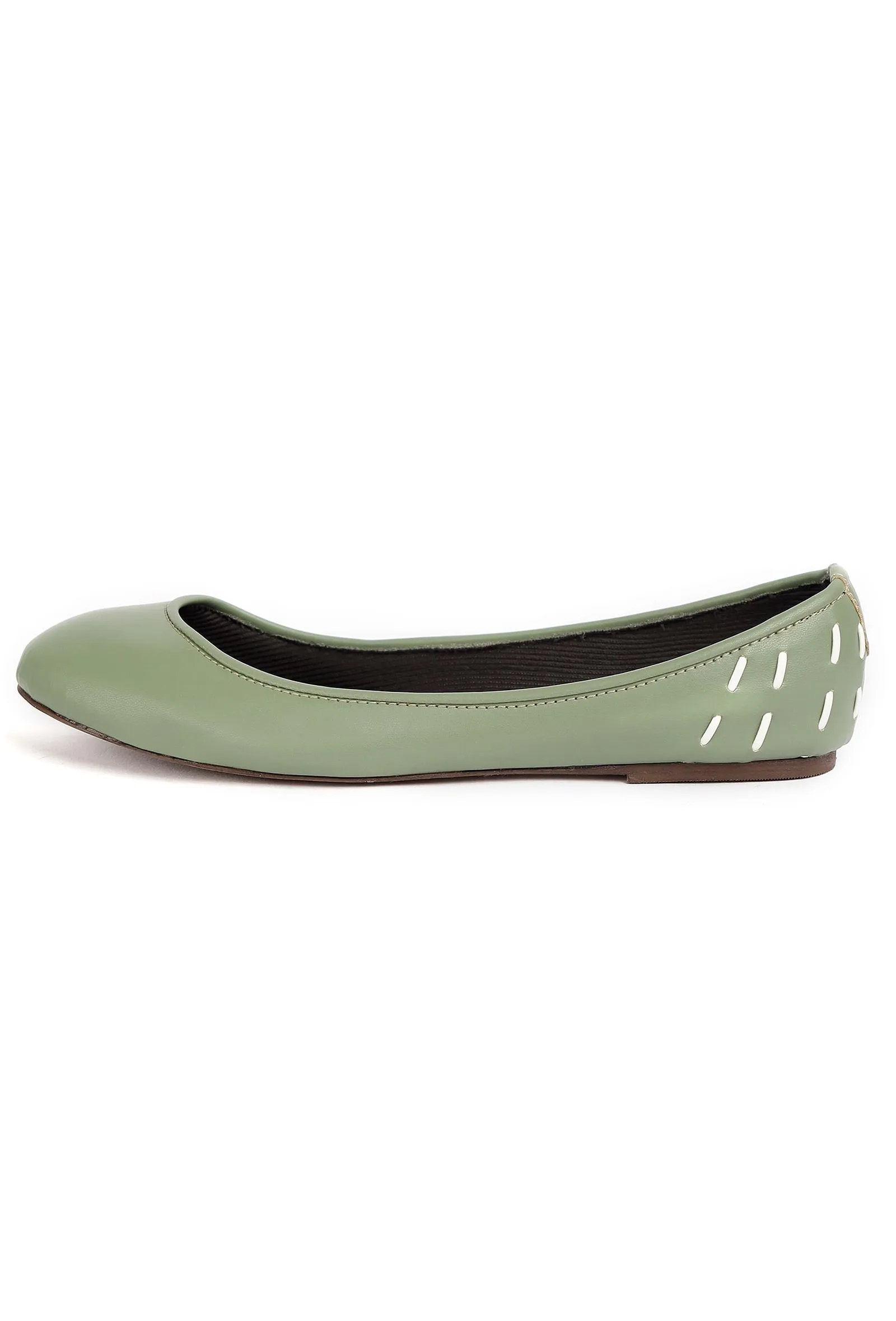 Sage Green Cruelty Free Leather Flat Ballerinas