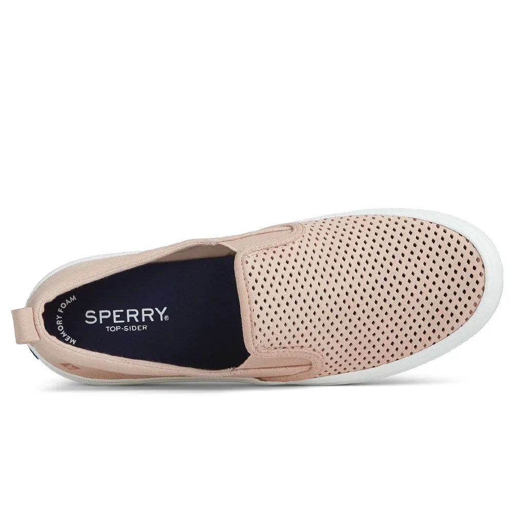 Sperry Women's Crest Twin Gore Leather Wave Perforated Sneaker- Peach