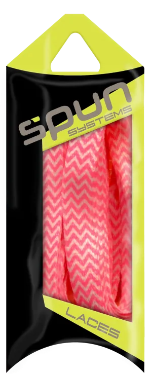 Spun™ 3/8" Printed ShoeLaces - White & Pink Chevrons