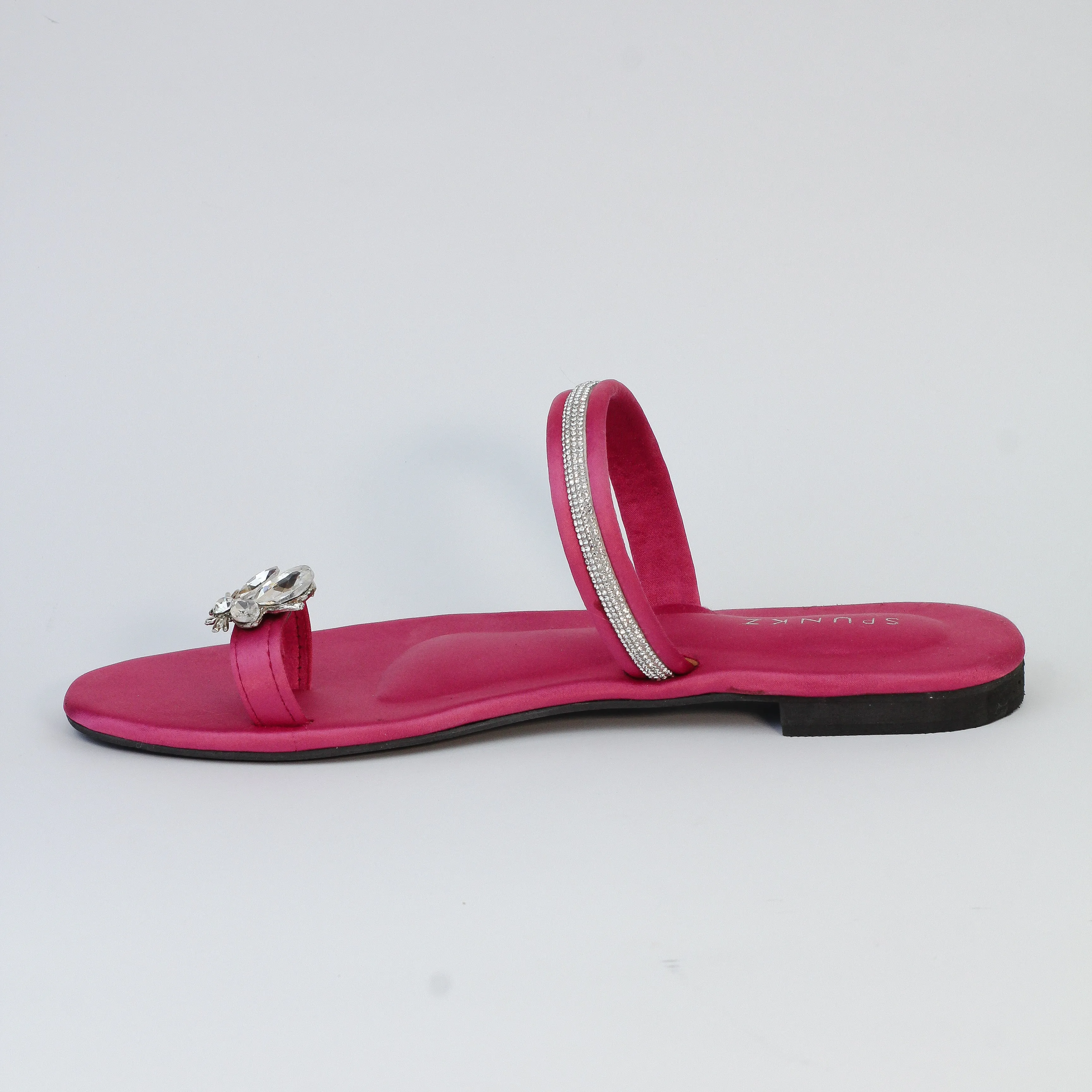 Spunkz Hot Pink Sparkling Broad Straps Flats