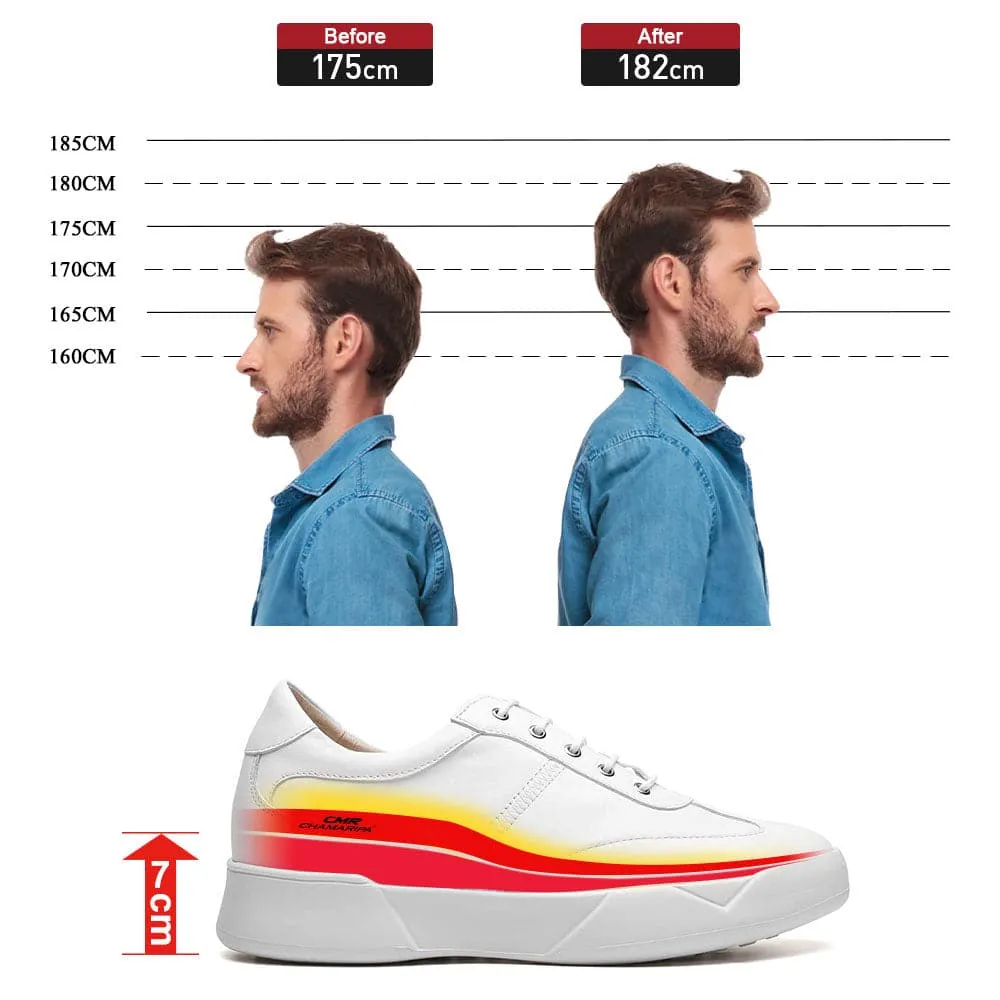 This item only ships to Europe - 7 CM / 2.76 Inches CMR CHAMARIPA Casual Tall Men Shoes Leather Elevator Shoes for Me