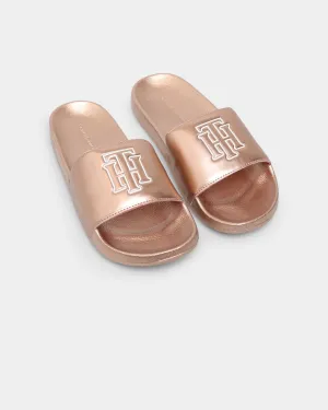 Tommy Jeans Women's Mono Metallic Pool Slides Rose Gold