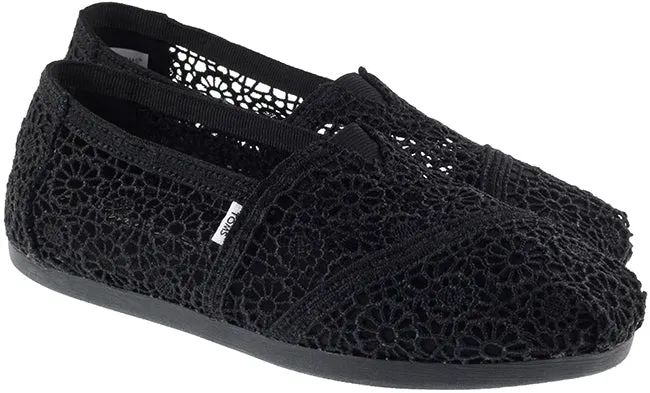 Toms Shoes Womens Moroccan Crochet Alpargata Black