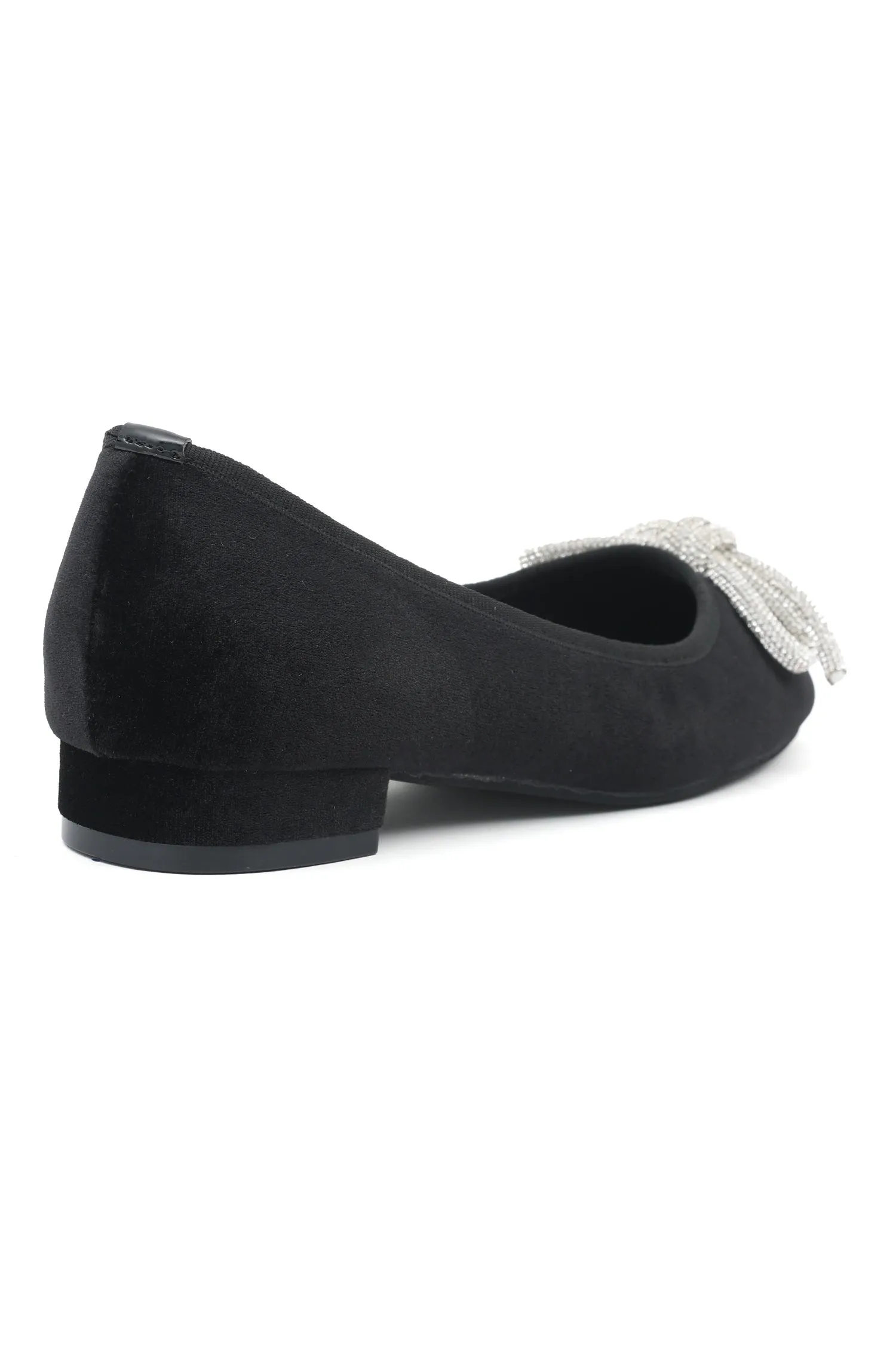 VELVET CRYSTAL KNOT FLATS-BLACK