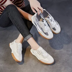 Women Soft Leather Fashion Casual Trainers Sneakers